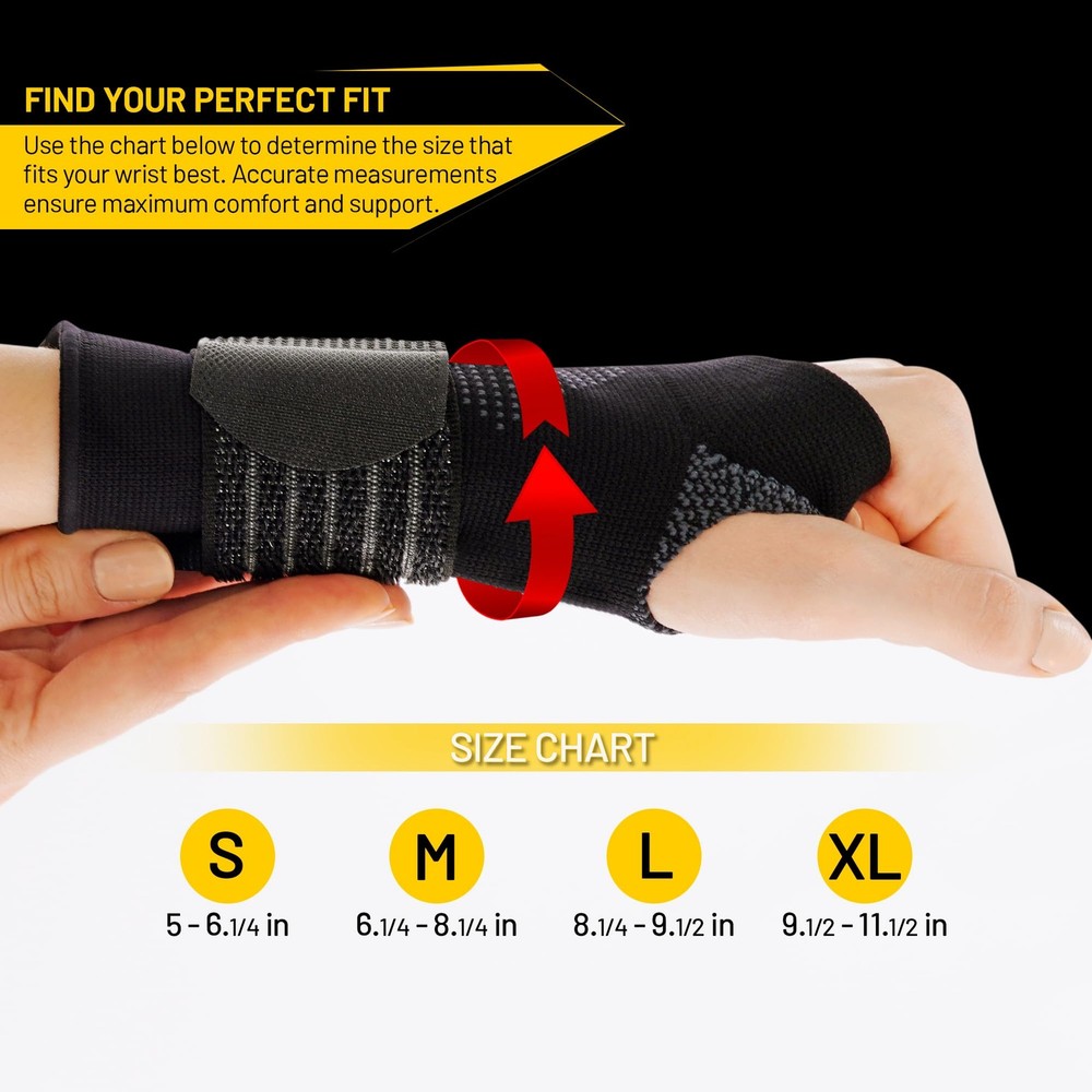 invera Adjustable Wrist Support Brace, Compression Sleeve, Unisex Large