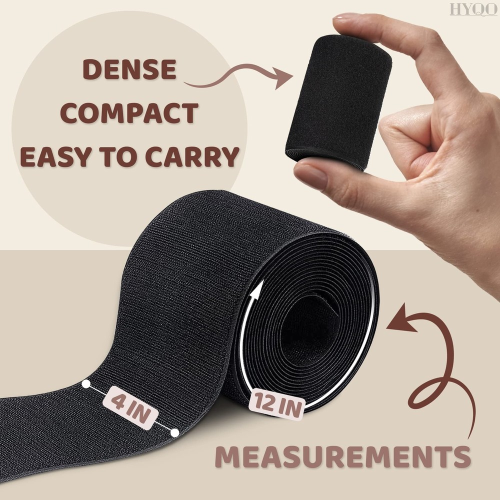 4 Inch Hook and Loop Tape Black (4"x12") – Non Adhesive Strips for Quick & Ea...