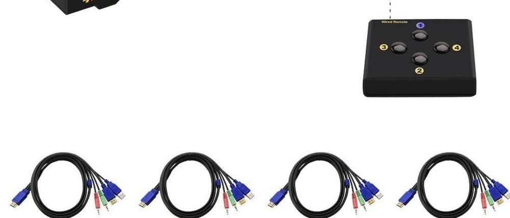 4 KVM Cables w/ EDID Support Wireless Keyboard Mouse ONLY
