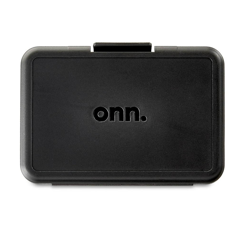 ONN Memory Card Storage Case Securely Store 12 SD/MicroSD/CF Cards Shockproof