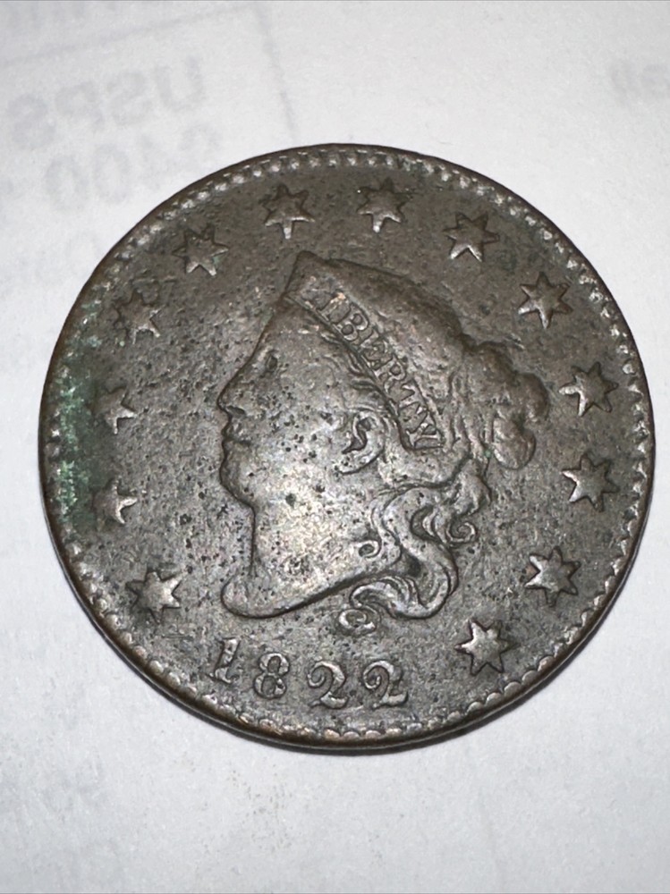 1822 1c Coronet Matron Head Large Cent, nice coin
