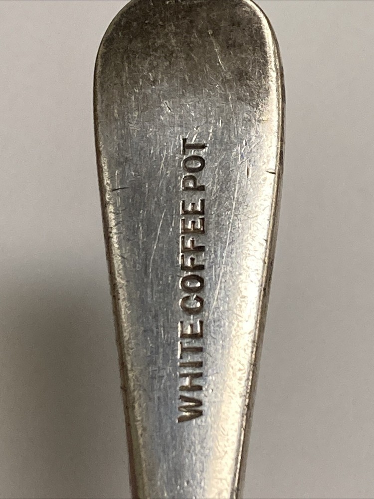 White Coffee Pot Vintage Spoon Collectible
