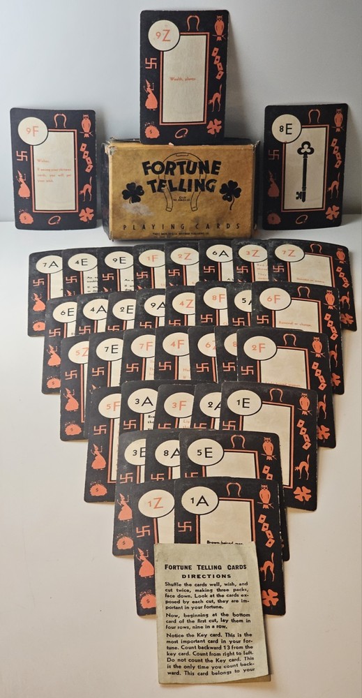 Jenlon Green Witch Fortune Telling Playing Cards 1931 Original Box Instructions