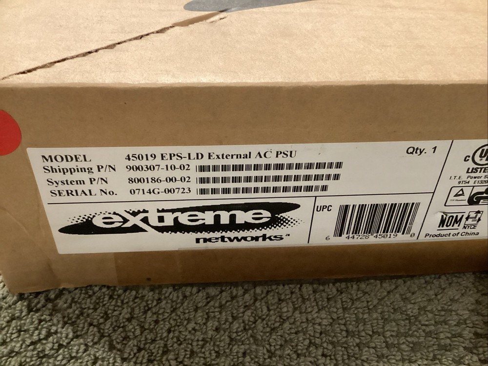 EXTREME NETWORKS 45019 EPS-LD EXTERNAL AC PSU (NO CABLE)
