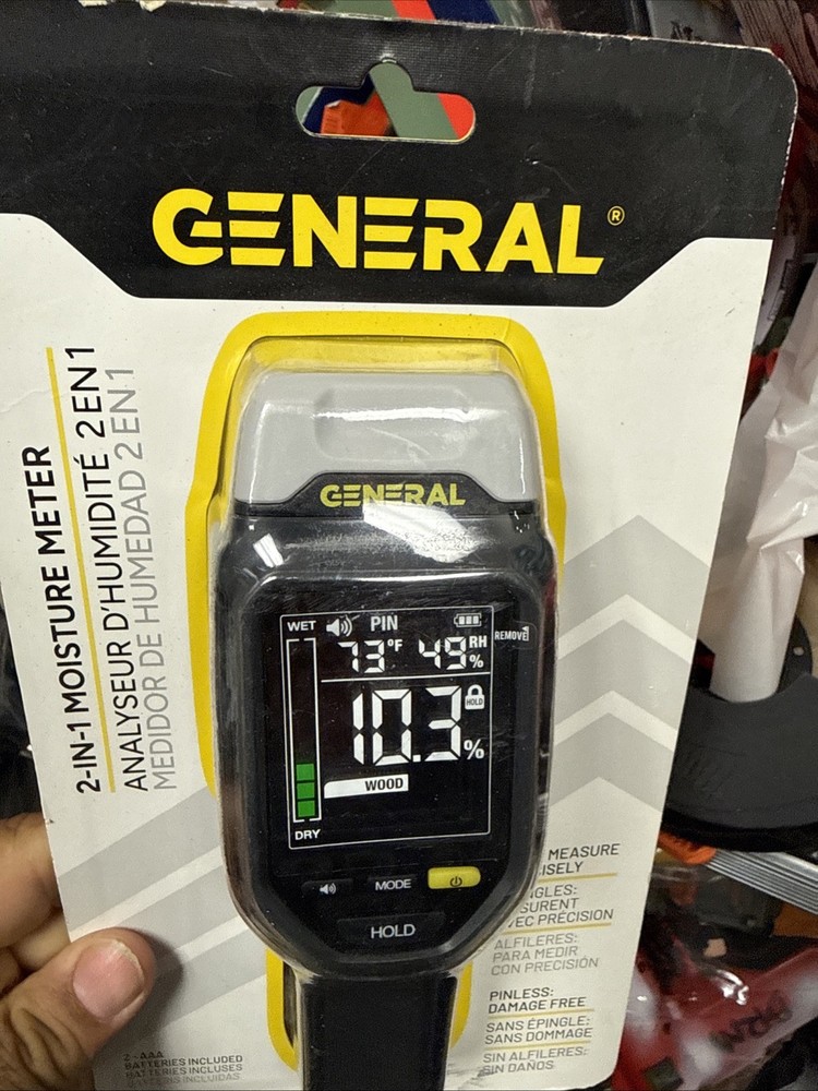 General Tools MM19   2-in-1 Pin and Pinless Moisture Meter with Backlit Display