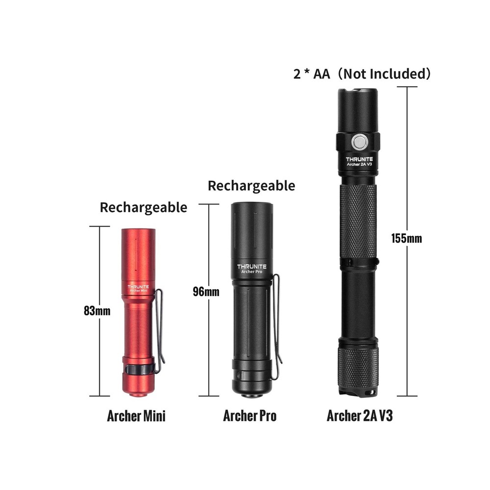 ThruNite EDC Flashlight Archer Mini, 405 Lumens Tail Switch LED Fla... Fast Ship