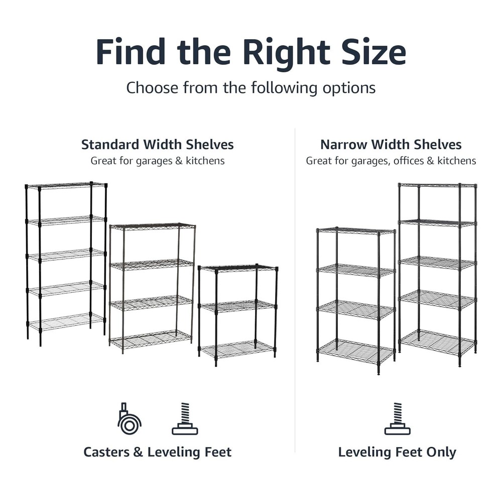 Amazon Basics 5-Shelf Adjustable Heavy Duty Steel Wire Rack Storage Shelving Org