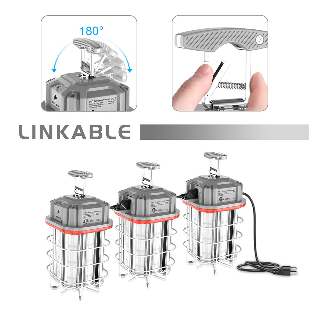 80W Linkable LED Temporary Work Light Building Construction Workshop Portable