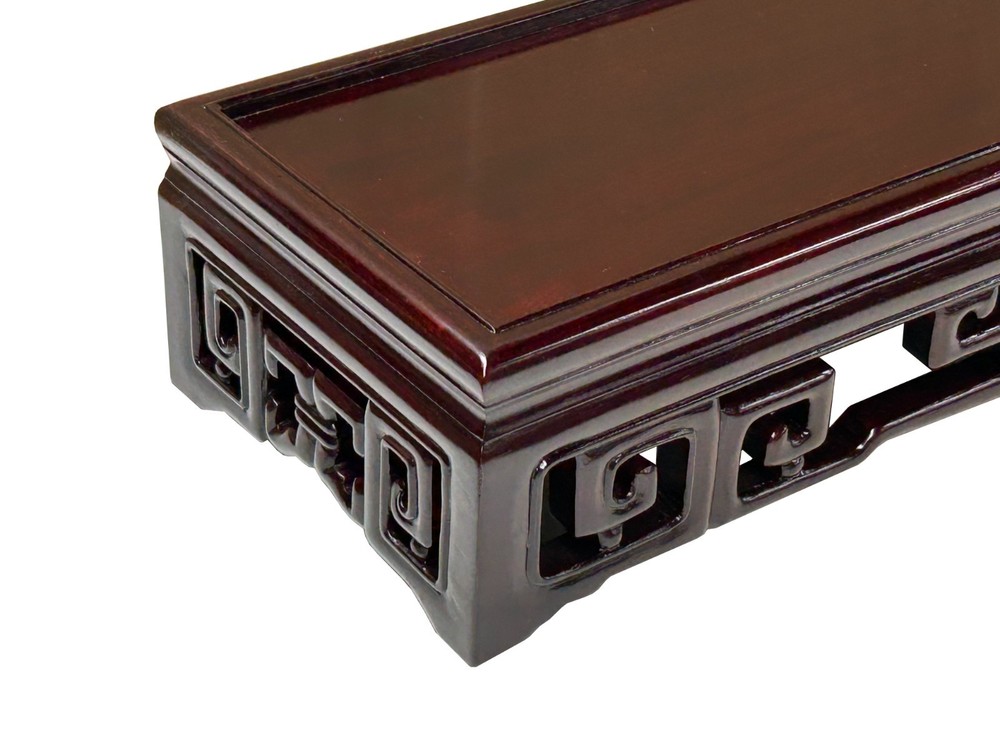 Dark Brown Stained Oriental Geometric Rectangular Display Table Stand GB246