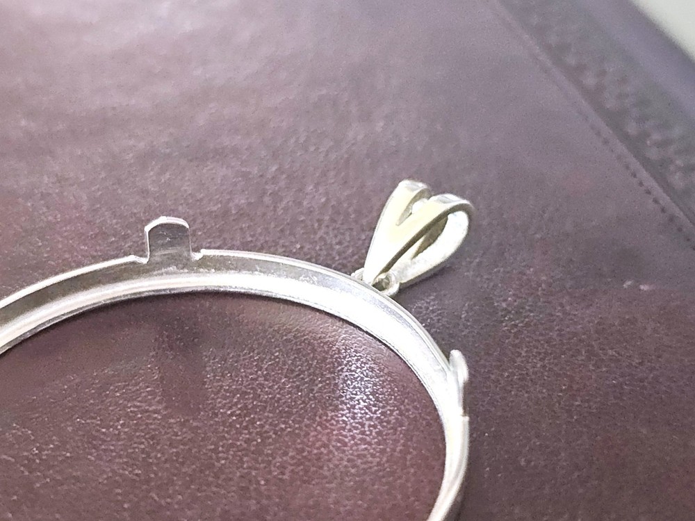 925 Sterling Silver Prong Back Simple Bezel for 36mm Coins