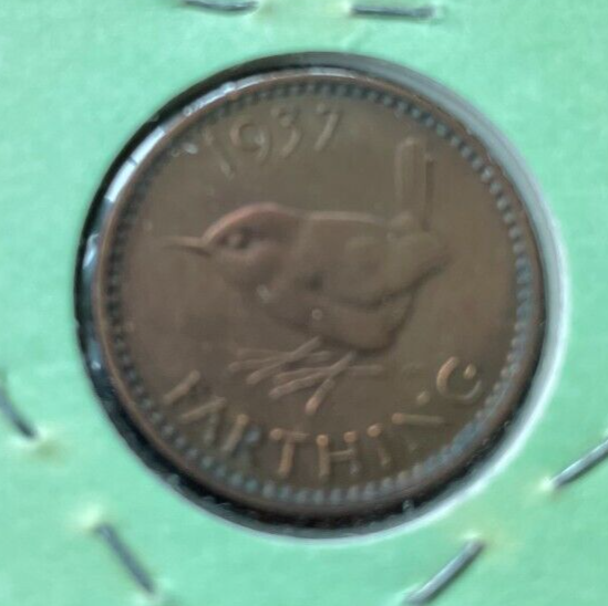 1937 British Farthing Excellent Condition From Collection