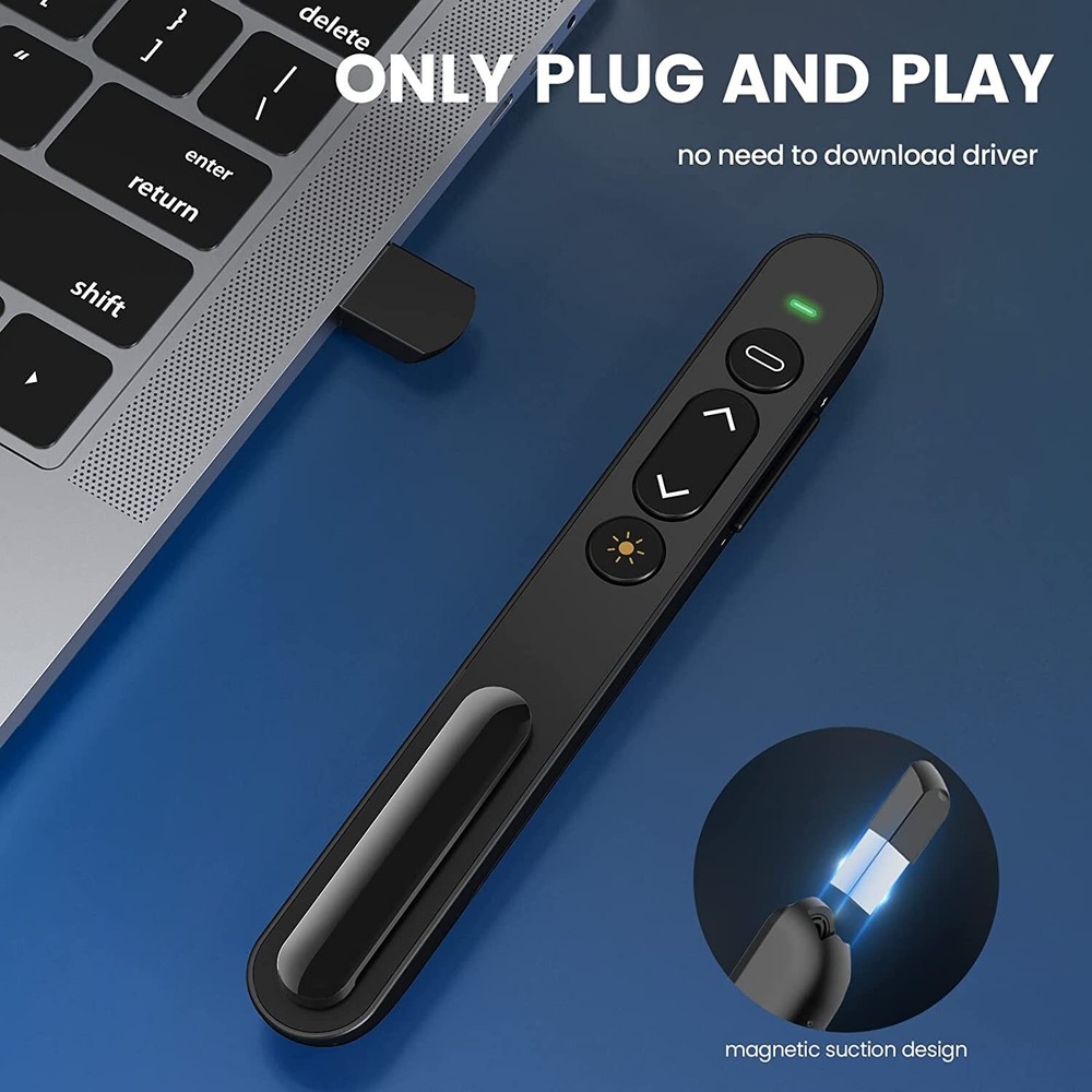 Wireless Presenter - 2.4GHz Control, 100m Range, for Mac, Laptop, Google Slides
