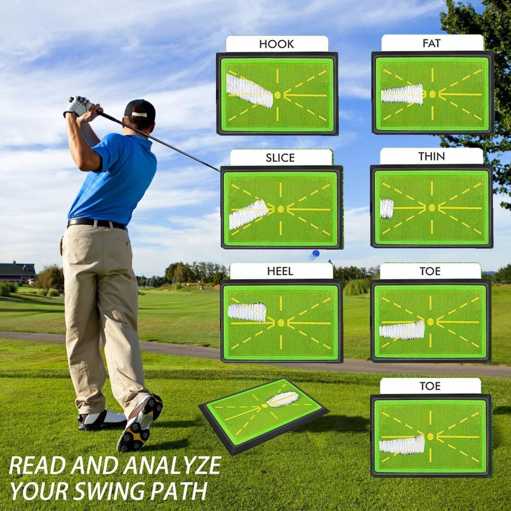 Golf Hitting Mat, Urgrade Golf Training Mat, Golf Practice for Swing Path Fee...