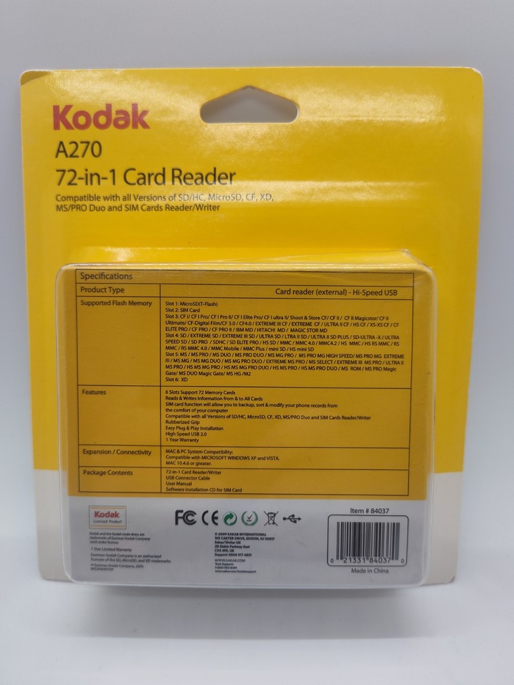 Kodak A270, 72 in 1 Card Reader