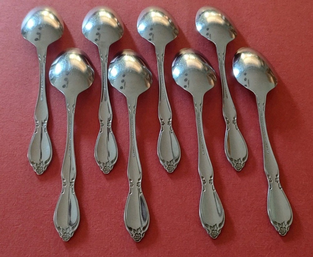8 Community CHATELAINE Stainless TEASPOONS 6" Oneida FreeShip