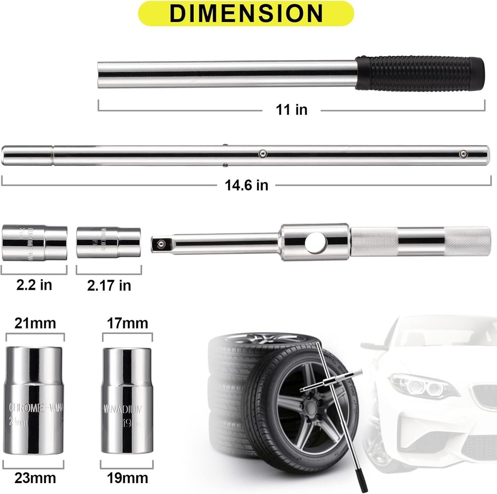 Llave de tuercas de hierro para neumáticos extendida de 4 vías