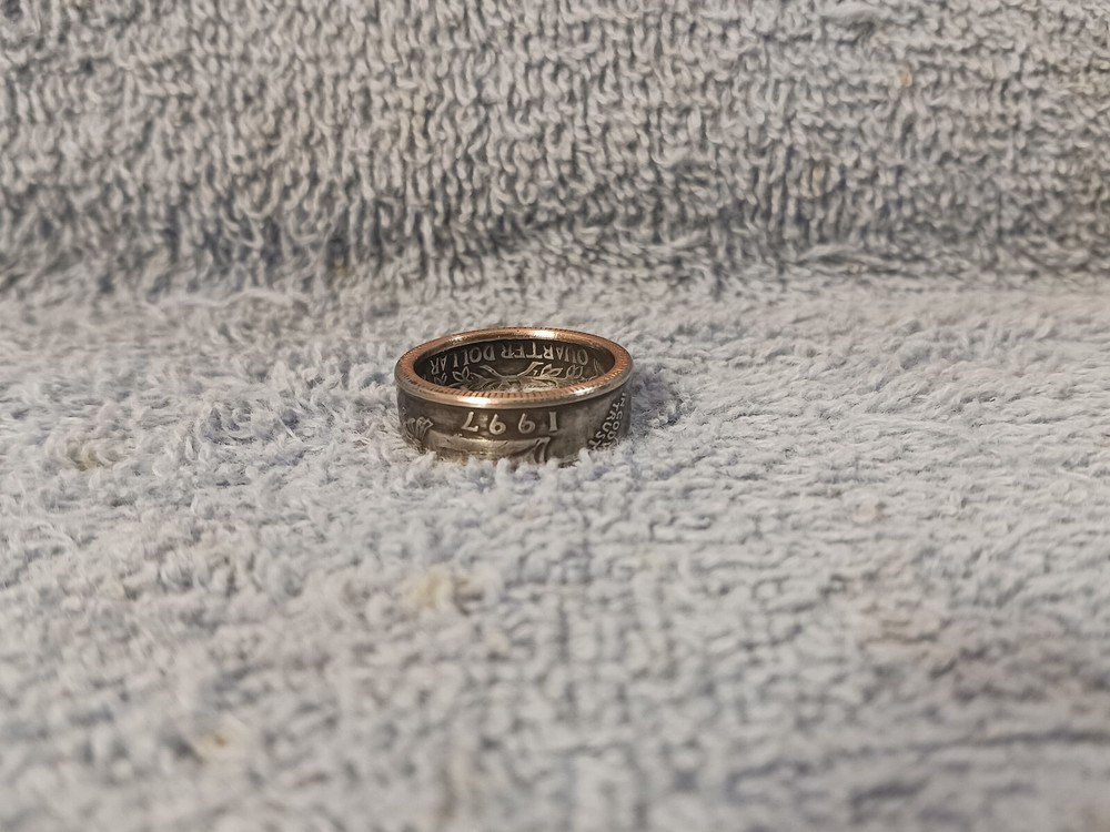 1997 Washington Quarters, Handmade Coin Ring, Size 7-1/2 clad