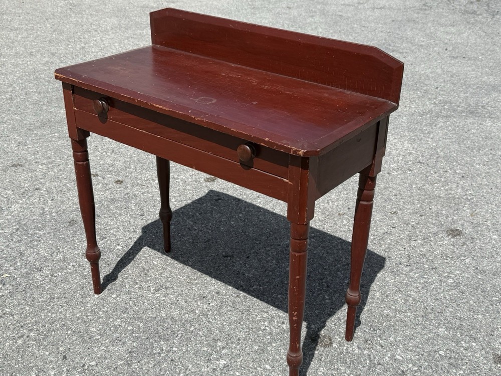 antique red painted console table server 1 drawer hall stand folk art