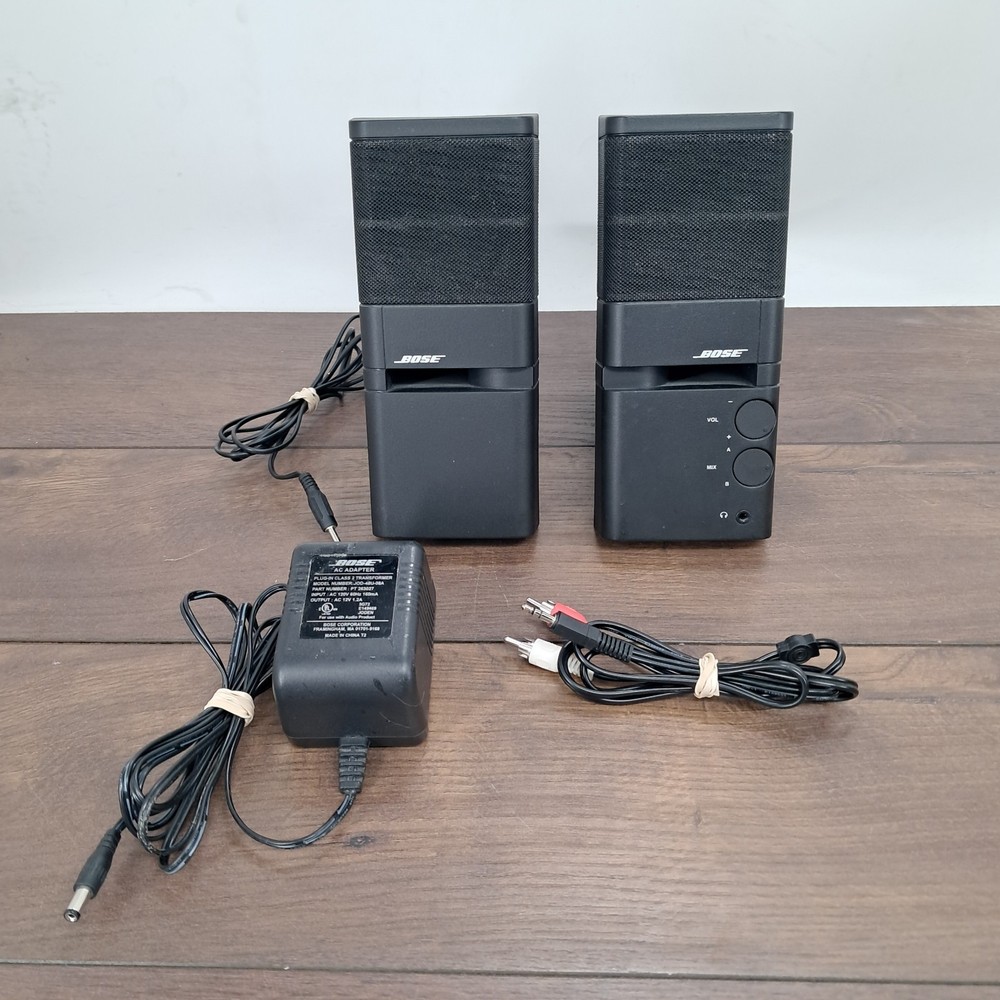 Bose MediaMate Computer Speaker Pair W/ AC Adapter Tested & Works Sounds Great