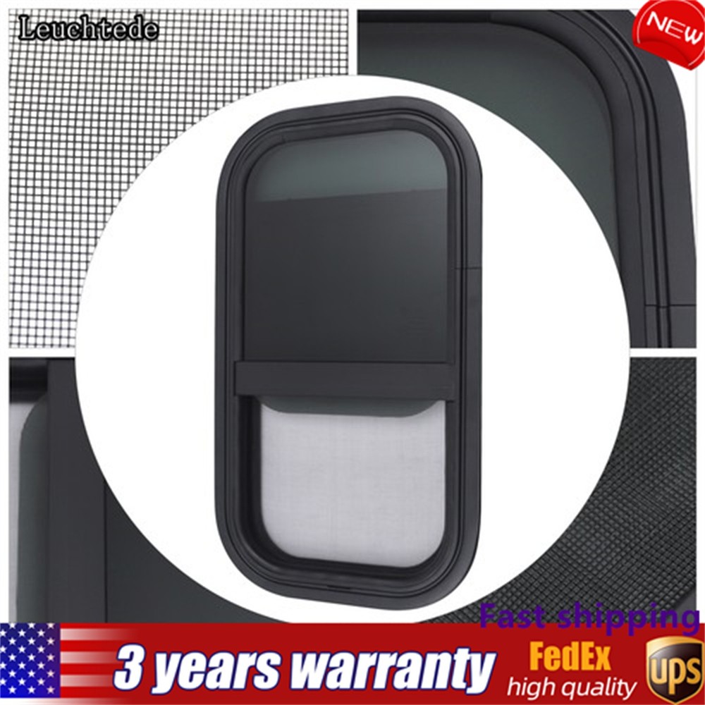 12''x22'' For Camper Cargo Trailer Slider RV Window W/ Trim Ring Screen Black
