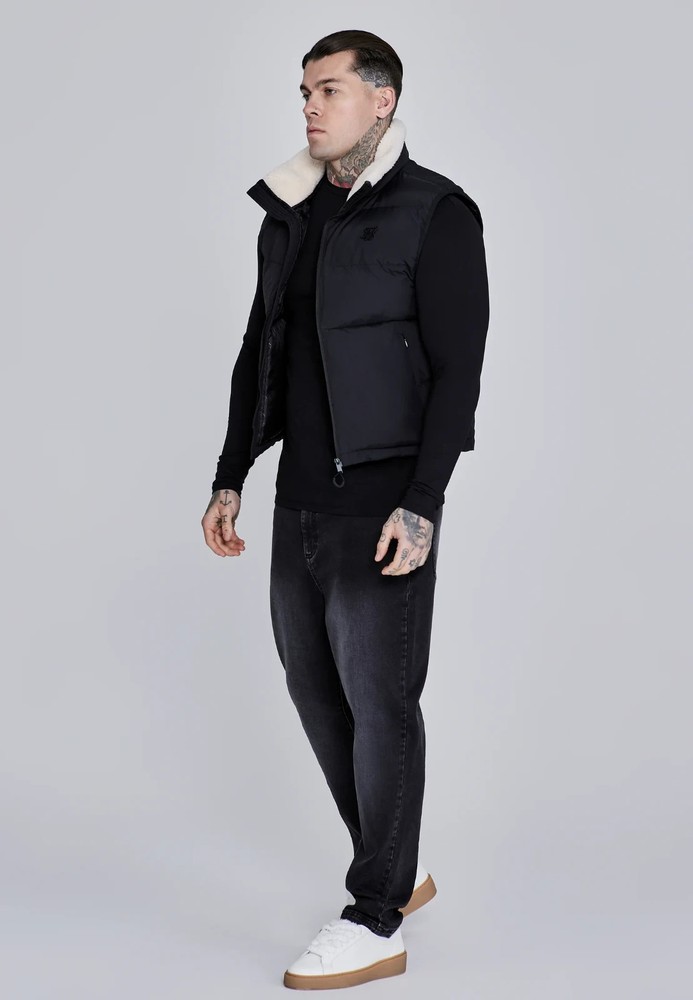 SikSilk Mens Black Gilet Medium