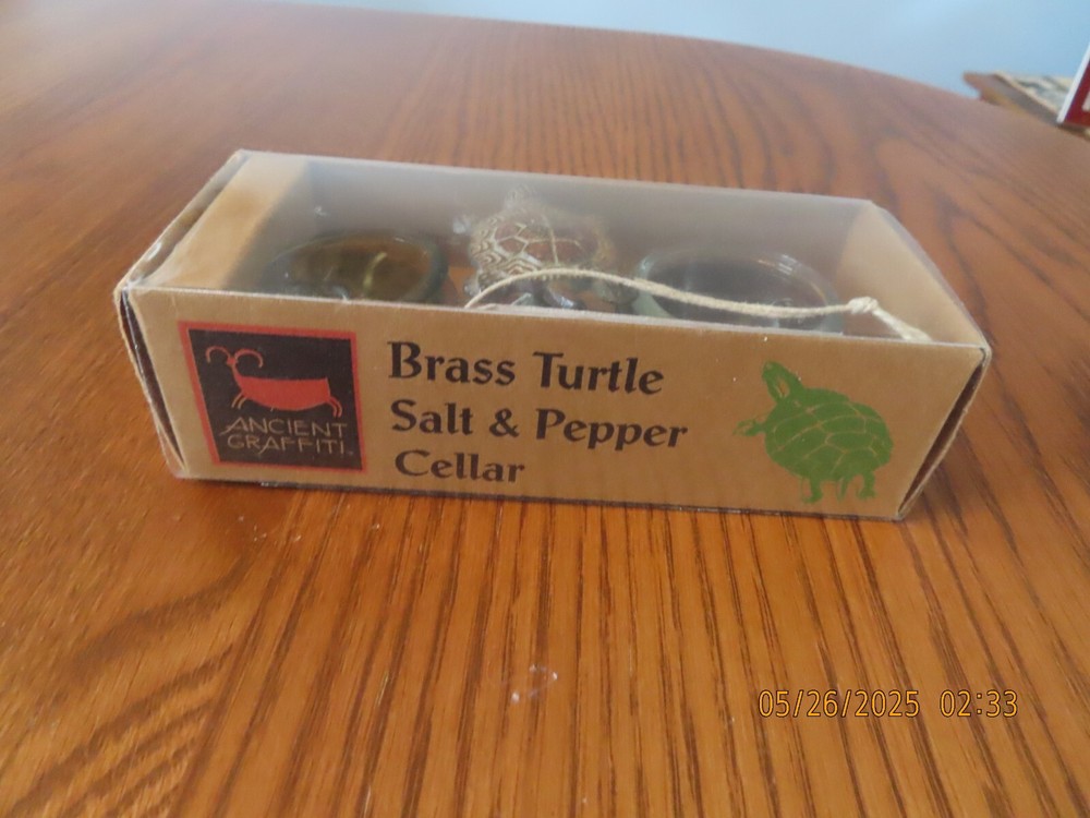 Salt & Pepper Ancient Graffiti Cast Brass Frog Cellar