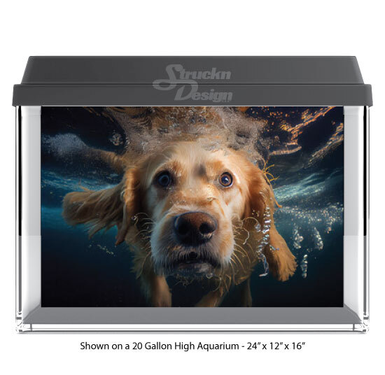 Light Gold Dog Swimming Polyester Fish Tank Glass Backdrop Aquarium Background