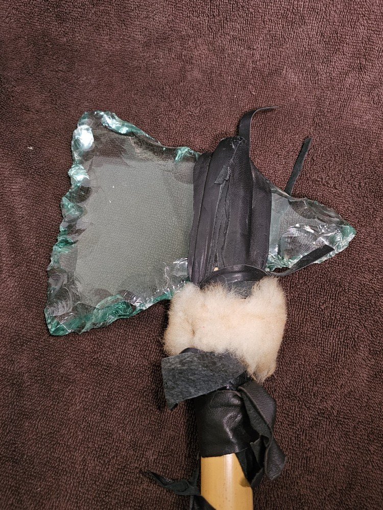 Large Knapped Glass Decorative Tomahawk