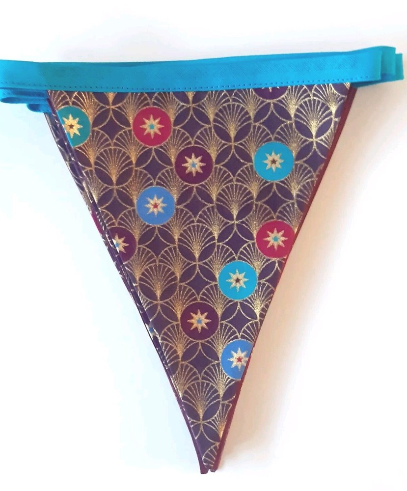 HANDMADE - Wine - Fan Star Circle Themed - Triangle Bunting Flags(7) CHRISTMAS