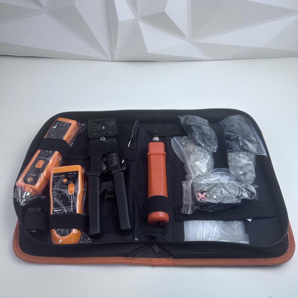 Network Cable Tester Kit RJ45 Crimper Wire Tracker LAN Ethernet Tool Set