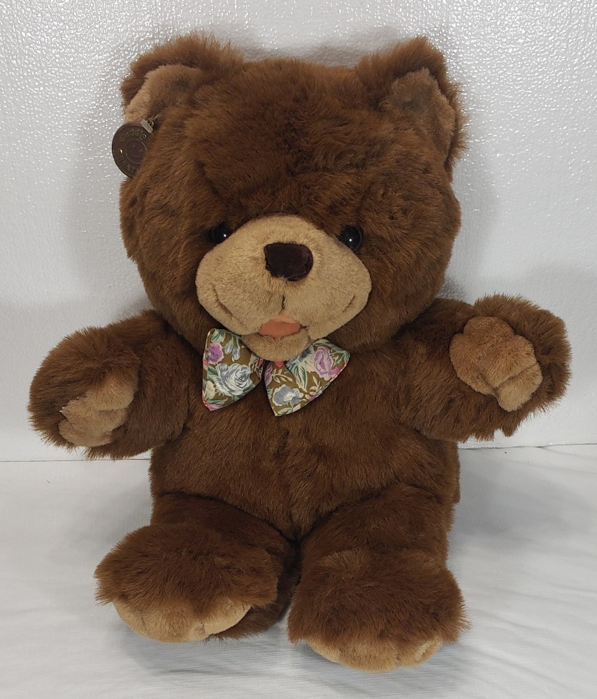 1991 Cuddle Wit Plush Teddy Bear with Bow Tie, 20"