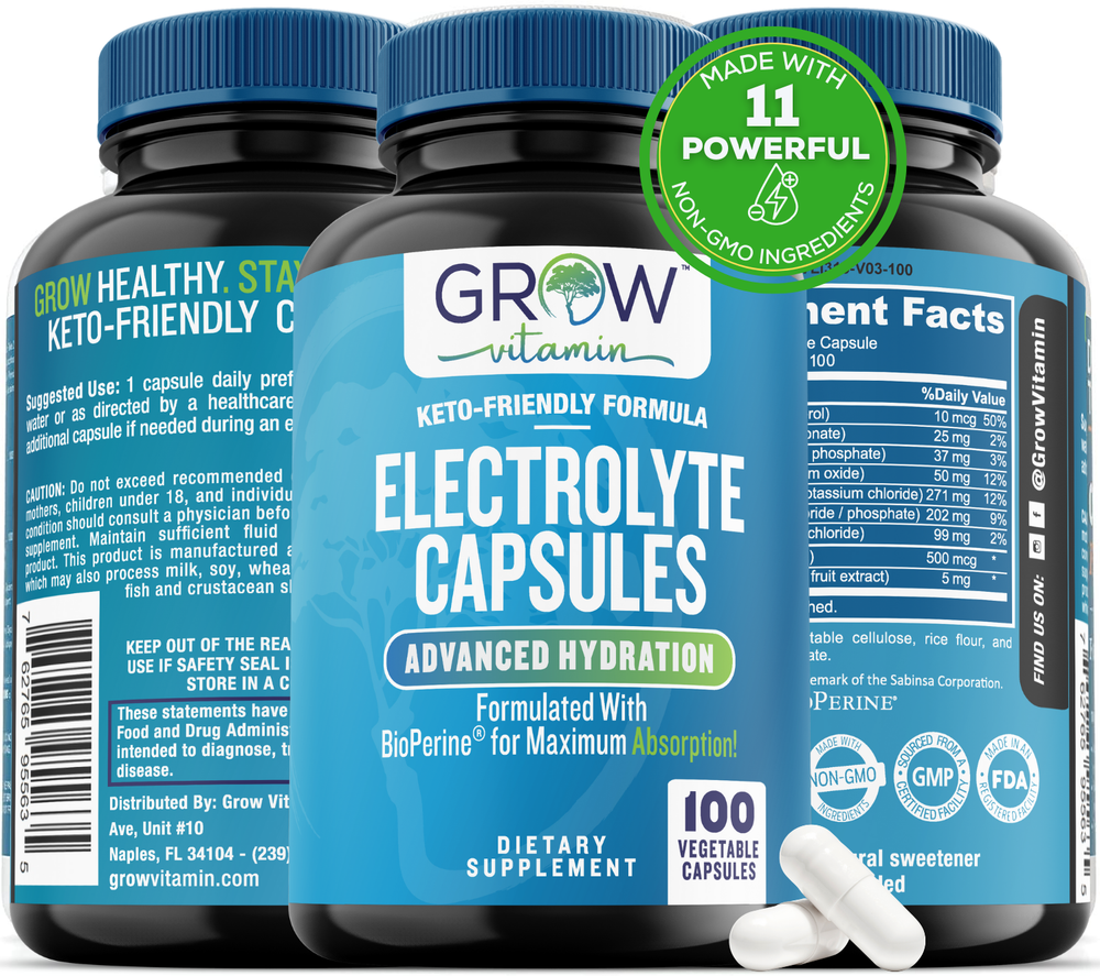 Electrolyte Salt Tablets - 100 Pills - Electrolytes Replacement Supplement for R