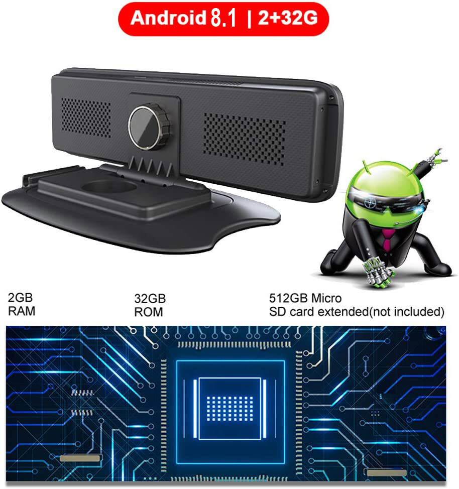 4 cameras recording Android 8.1 mirror dash camera video recorder dashboard DVR