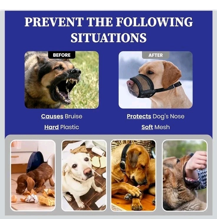 Dog Muzzle for Large Dogs - Soft Breathable Muzzle for Large Sized Dog with A...
