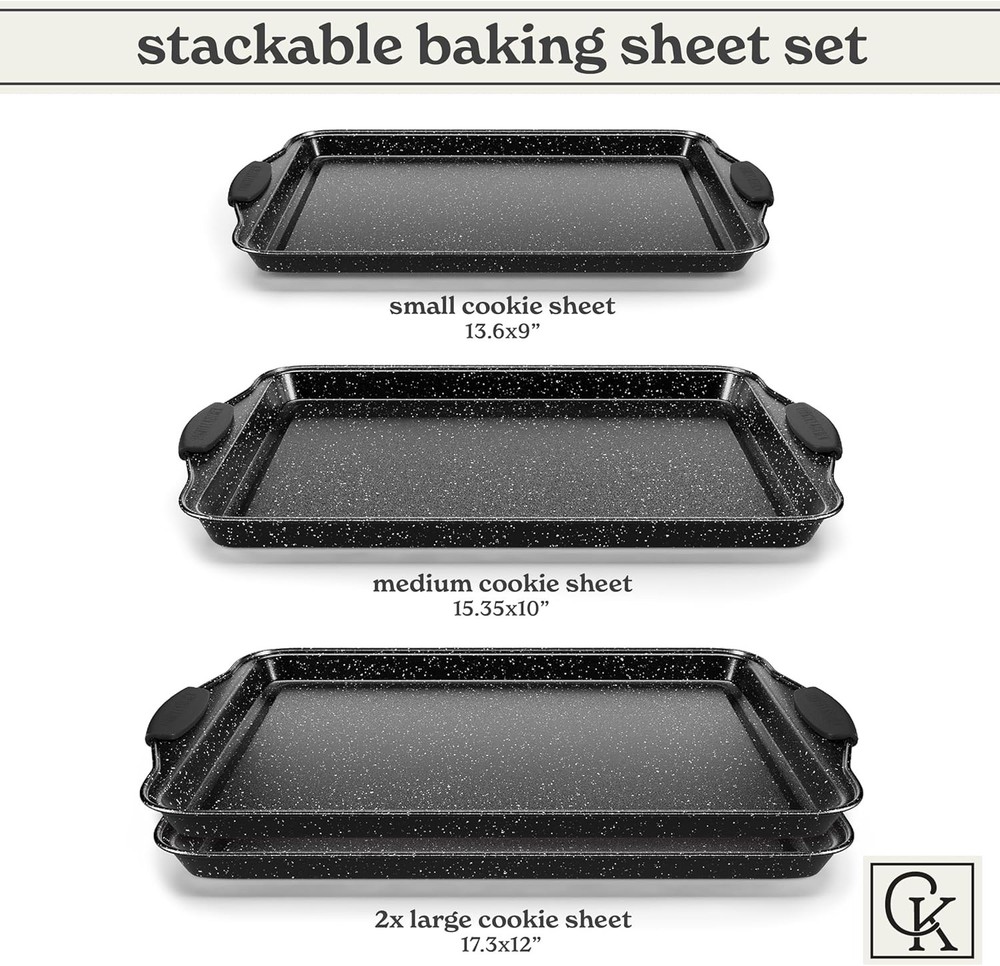Country Kitchen Nonstick Stackable Bakeware Set Black, 4 Pcs