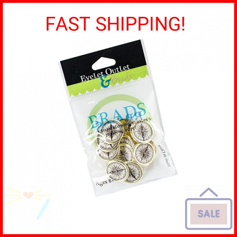 Eyelet Outlet Shape Brads 12/Pkg-Compass