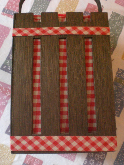 RED CHECKED GINGHAM Sewing Basket and Tools vintage lot