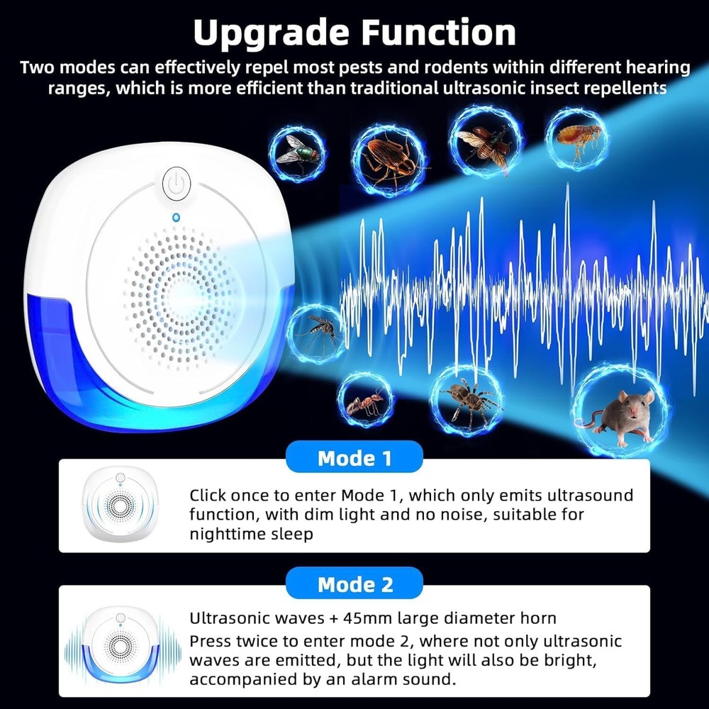 6 Pack Electronic Pest Repeller Indoor Ultrasonic Mouse Rat Roach Control