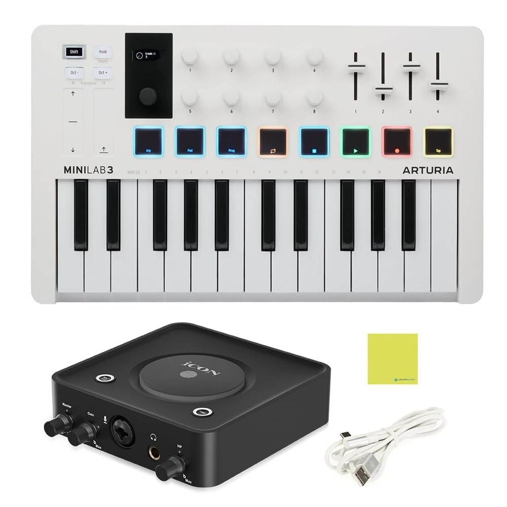 Arturia MiniLab 3 Mini Hybrid Keyboard Controller Bundle with iCON Pro Audio ...