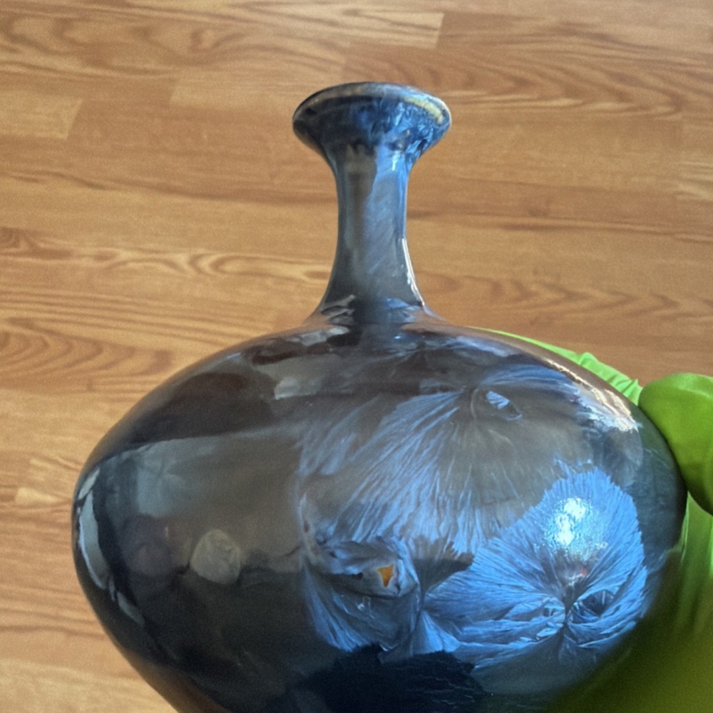 Helios Black Ceramic Decorative Vase, Glossy Finish