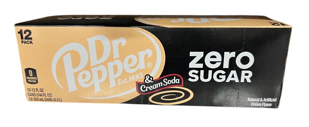 Dr Pepper & Cream Soda Zero Sugar Soda 12 pack