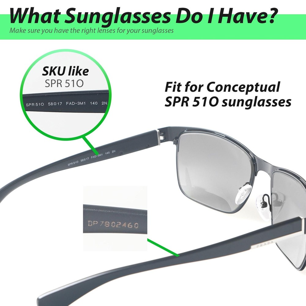 Walleva Black Polarized Replacement Lenses For Prada Conceptual SPR510