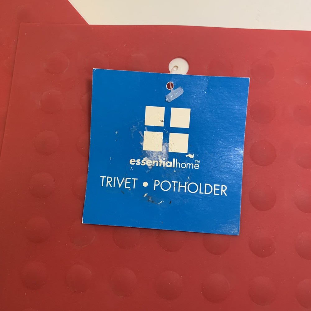 Silicone Trivet Potholder by Essential Home 2-Pack Heat Resistant Square Red