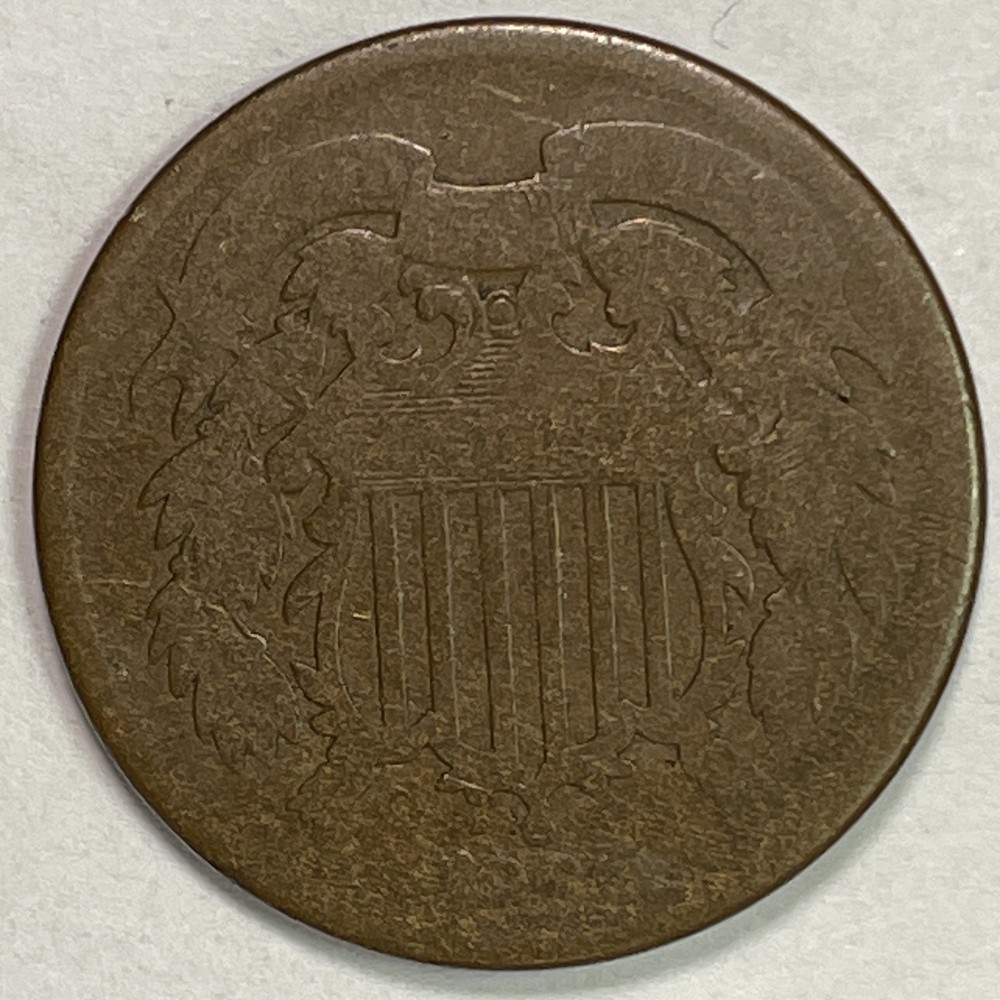 1865 Two Cent Piece Good G Coin #11588