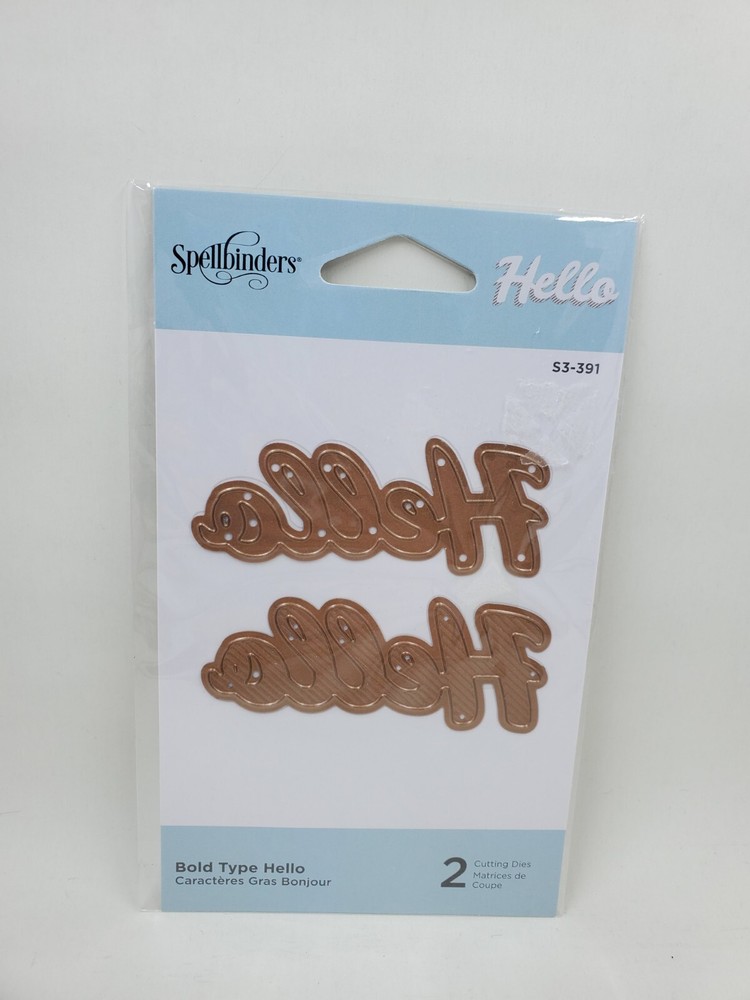 SP1 Spellbinders Bold Type Hello 2pc Metal Die Set New