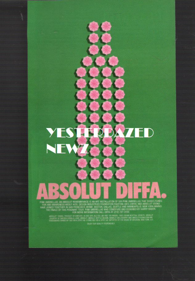 1998 Print Ad for Absolut Vodka "Absolut Diffa"