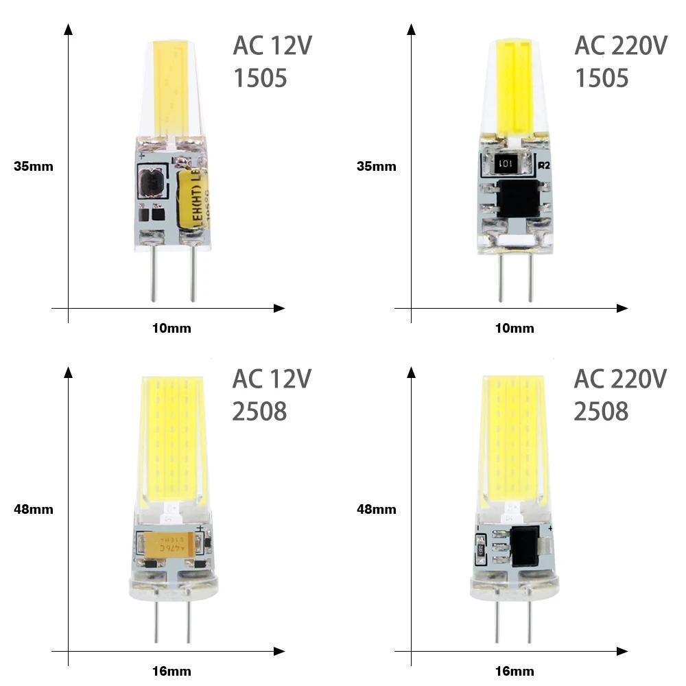 LED COB Light Bulb Dimmable G4 G9 6W 9W AC/DC 12V 220V Replace Mini Halogen Lamp