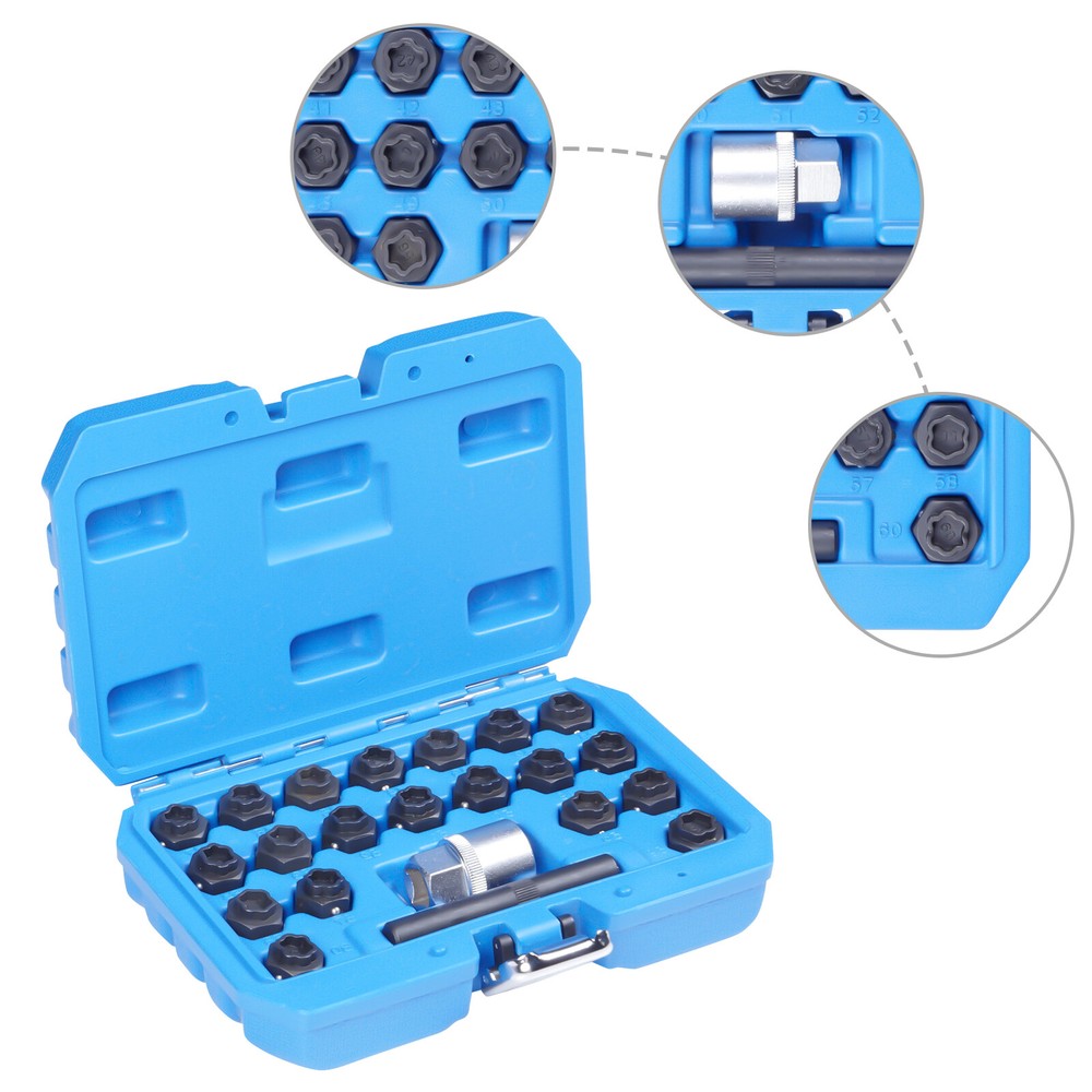22pcs Wheel Lock Socket Anti-Theft Lug Nut Removal Key Socket Set For BMW Pro