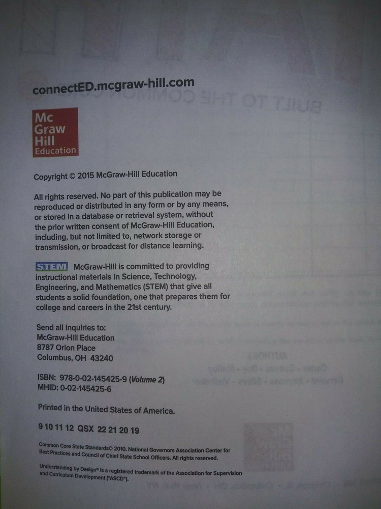New 2015 McGraw Hill Math workbook course 3 volume 2 grade 6-8