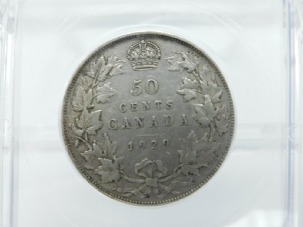 1929 GRADED CANADA 50 CENT ~ ICG EF40 (BT1122)